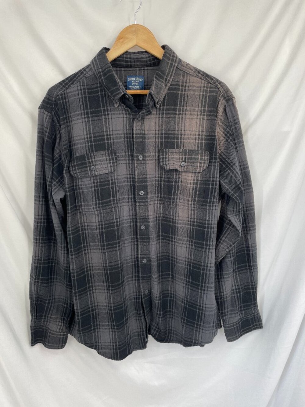 Faded Glory Plaid Long Sleeve Button Front Shirt